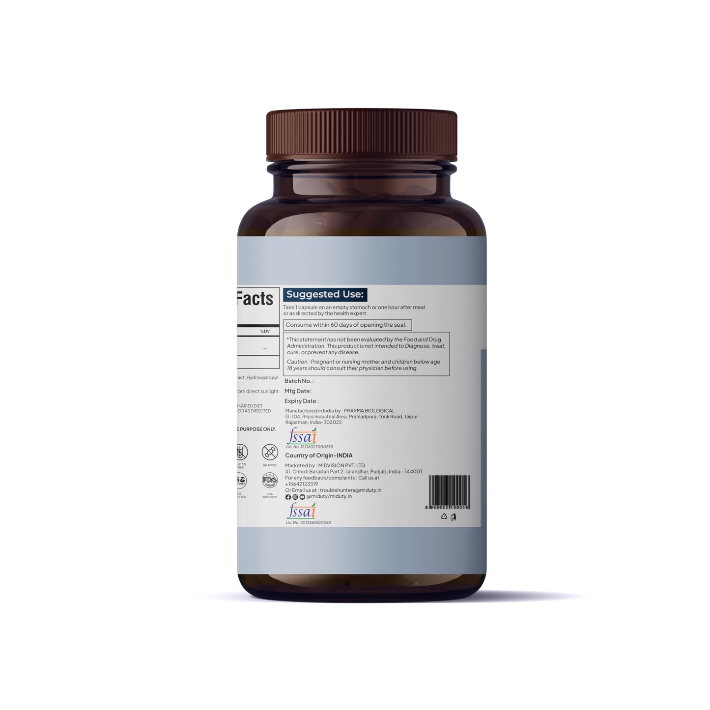 Miduty Activated Coconut Charcoal 60 Capsules