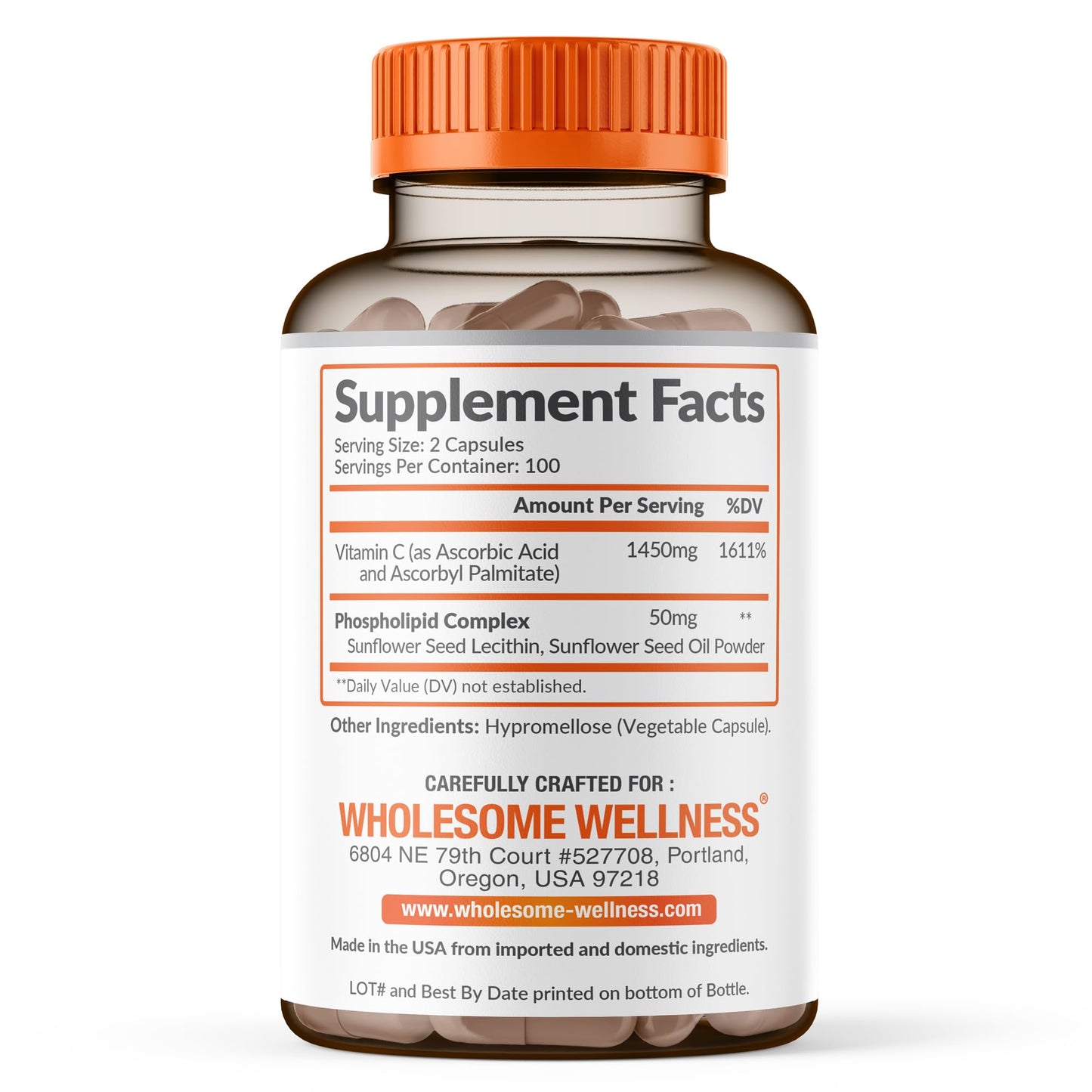 Wholesome Wellness Liposomal Vitamin C Capsule, 200 Capsules