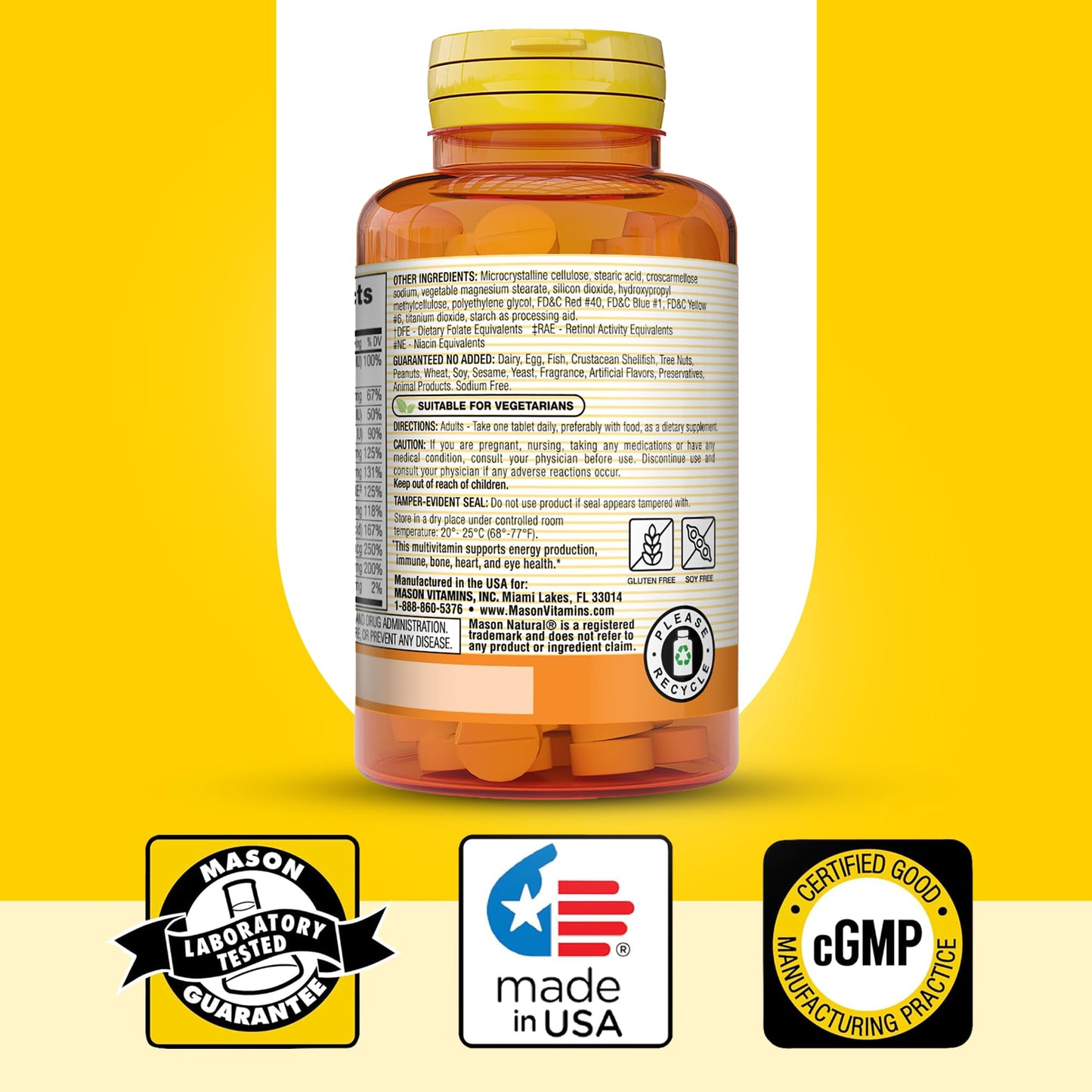 Mason Natural Mini Multivitamin with Iron Tablet, 100 Count