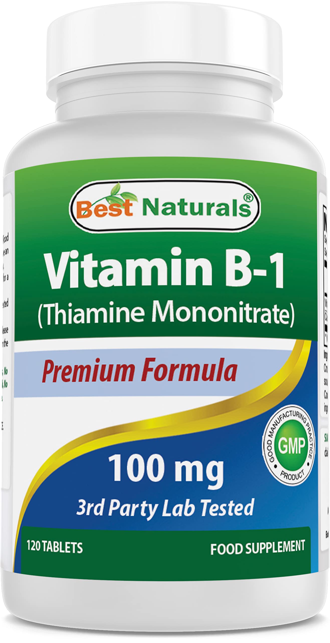 Best Naturals Vitamin B1 Thiamine Mononitrate 100 mg Tablets, 120 Count