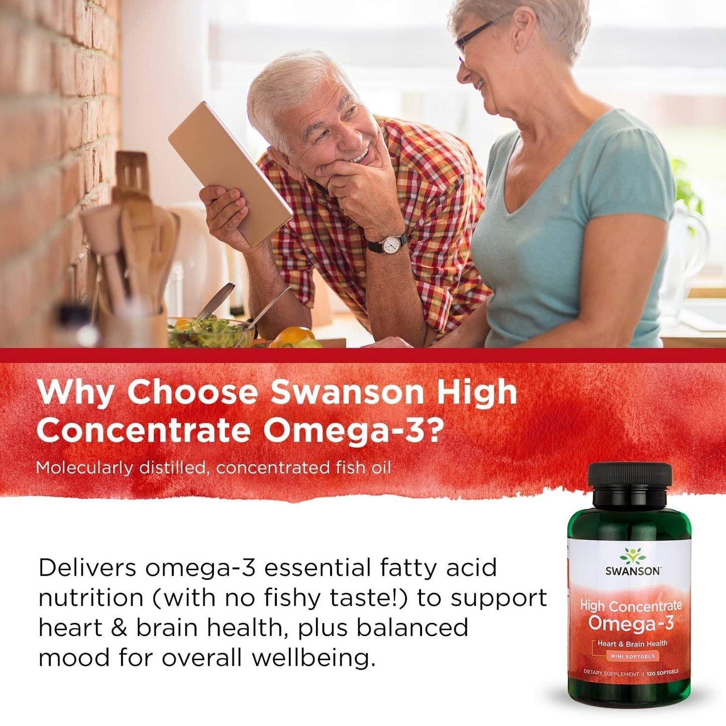 Swanson High Concentrate Omega-3 Fish Oil Softgels, 360 Softgels