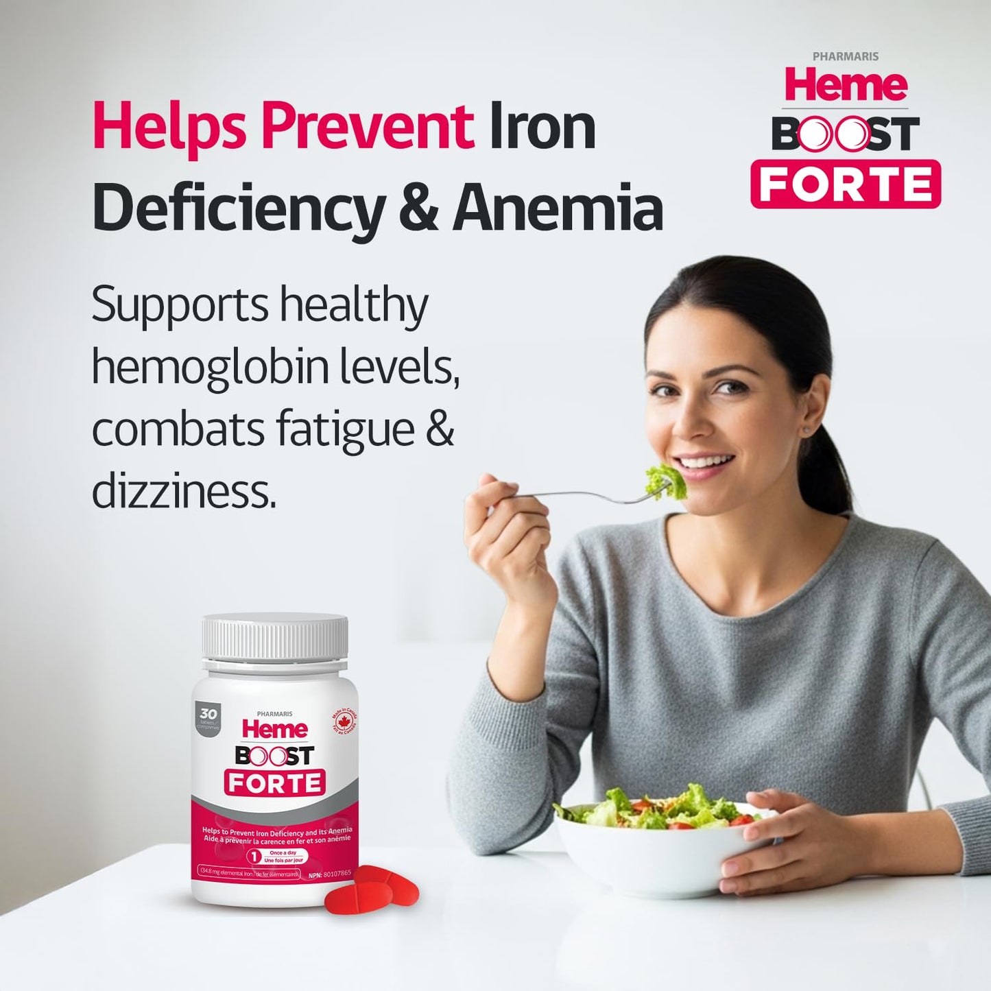HEME BOOST Hemeboost Forte 34.8 mg (696 mg Heme Iron Pills) High Potency Iron Supplement, 30 Tablets