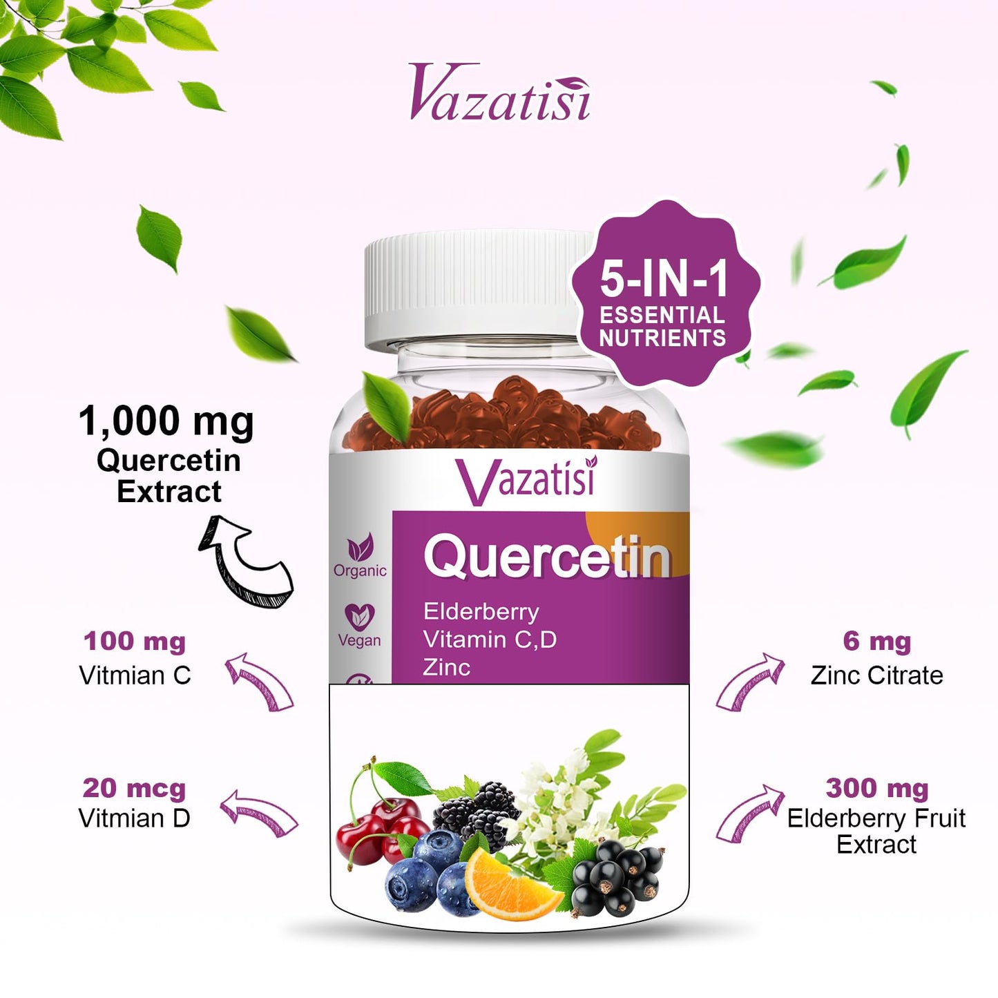 Vazatisi Quercetin Gummies 60 Count