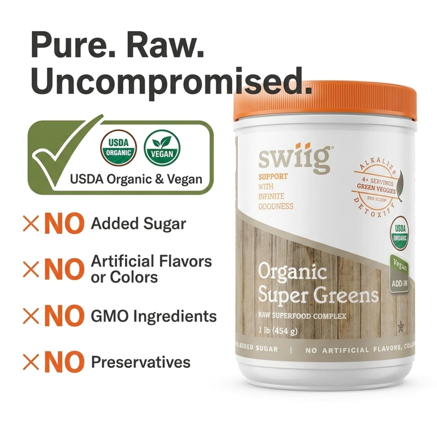 swiig Organic Super Greens Powder, 16 oz