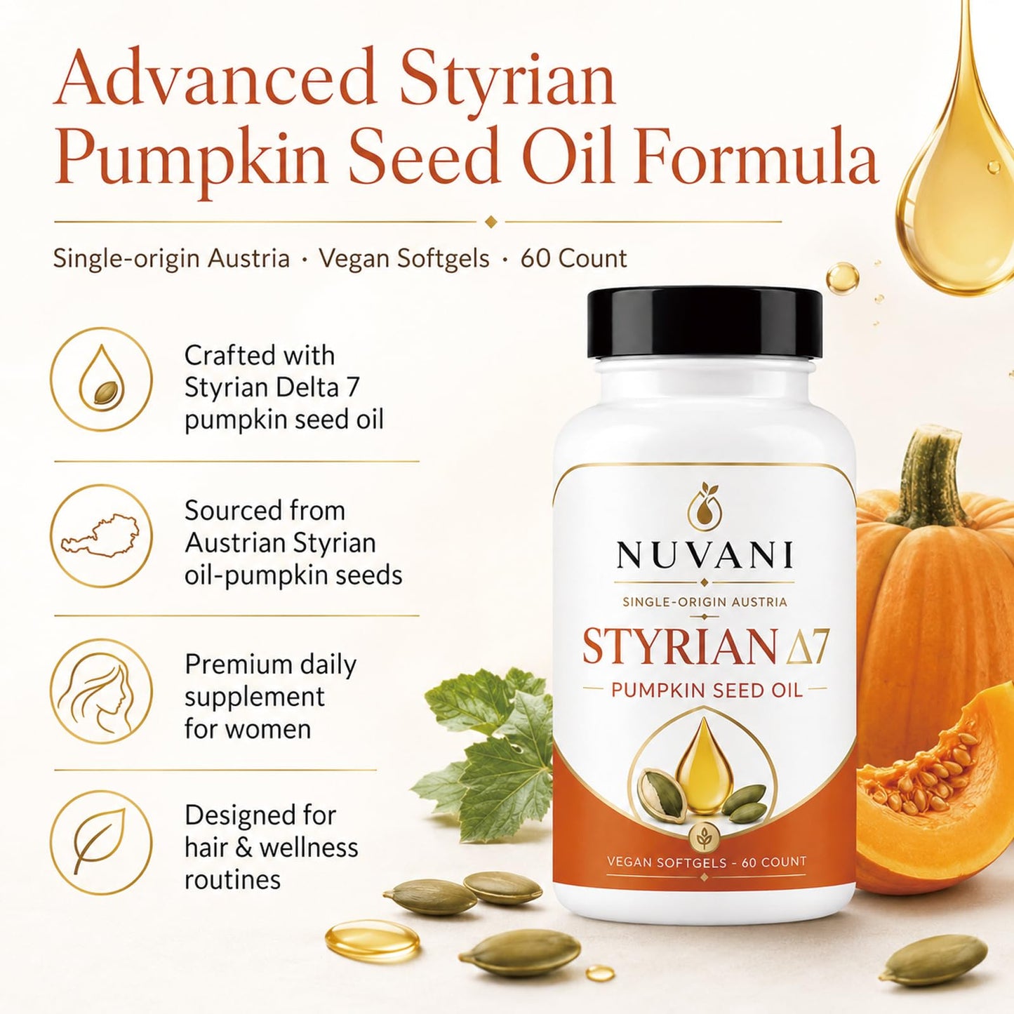Talina Nuvani Pumpkin Seed Oil Softgels 60