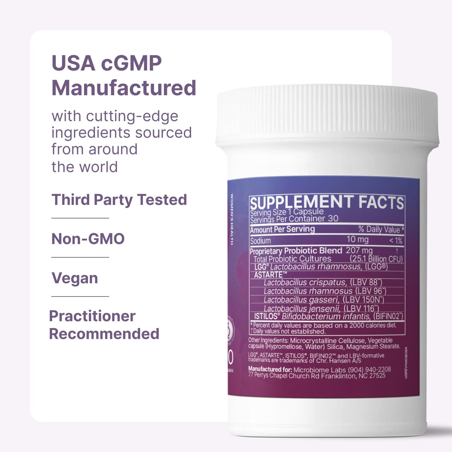 Microbiome Labs Pregnancy Support Prenatal & Postpartum Probiotics for Women 60 Capsules