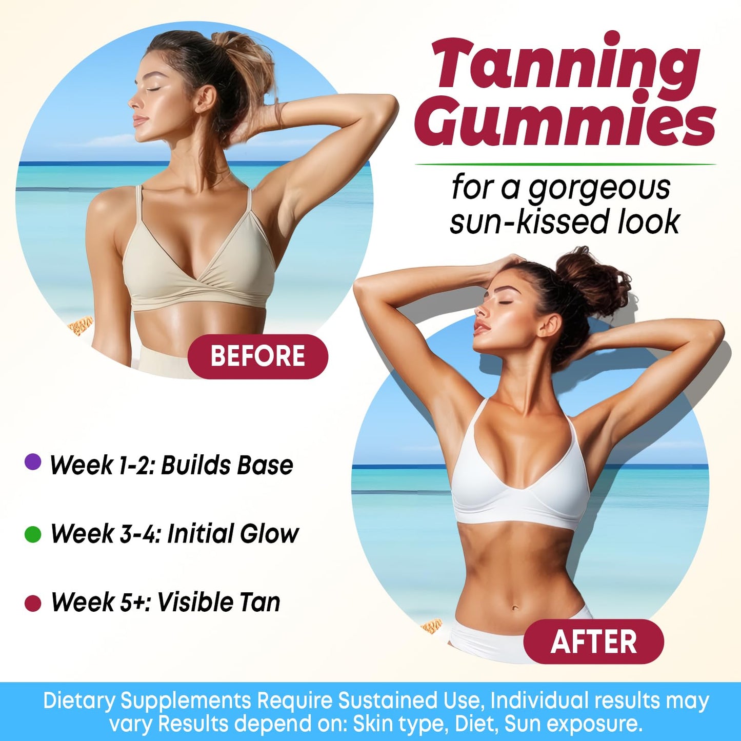 Vazatisi Tanning Gummies for Women 120 Count