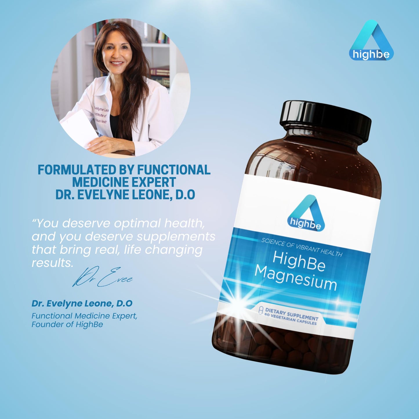 Highbe Magnesium Glycinate Supplement 60 Capsules