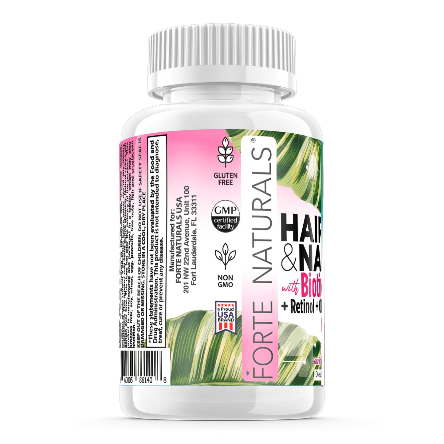 FORTE NATURALS Biotin Gummies 5,000mcg Hair Skin Nails, 60 Count