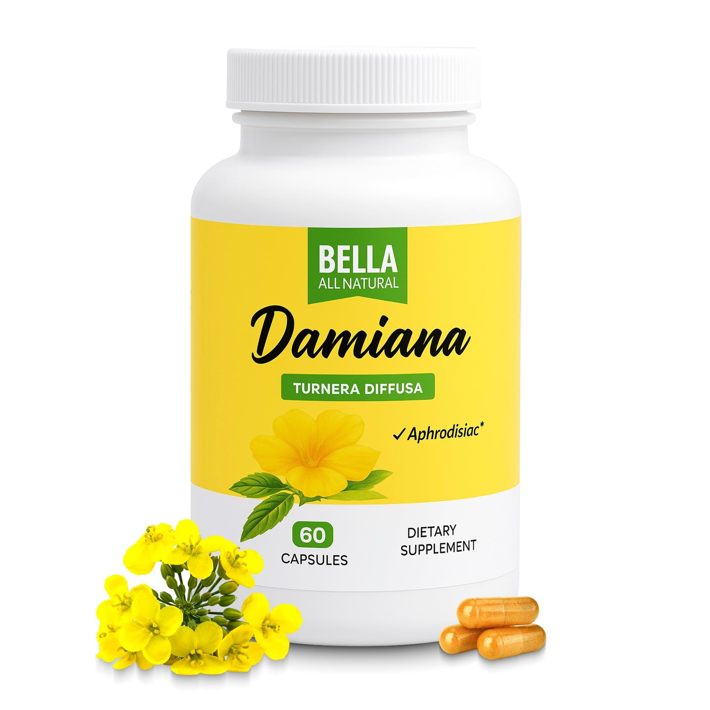 Bella All Natural Damiana Leaves Capsule, 60 Count
