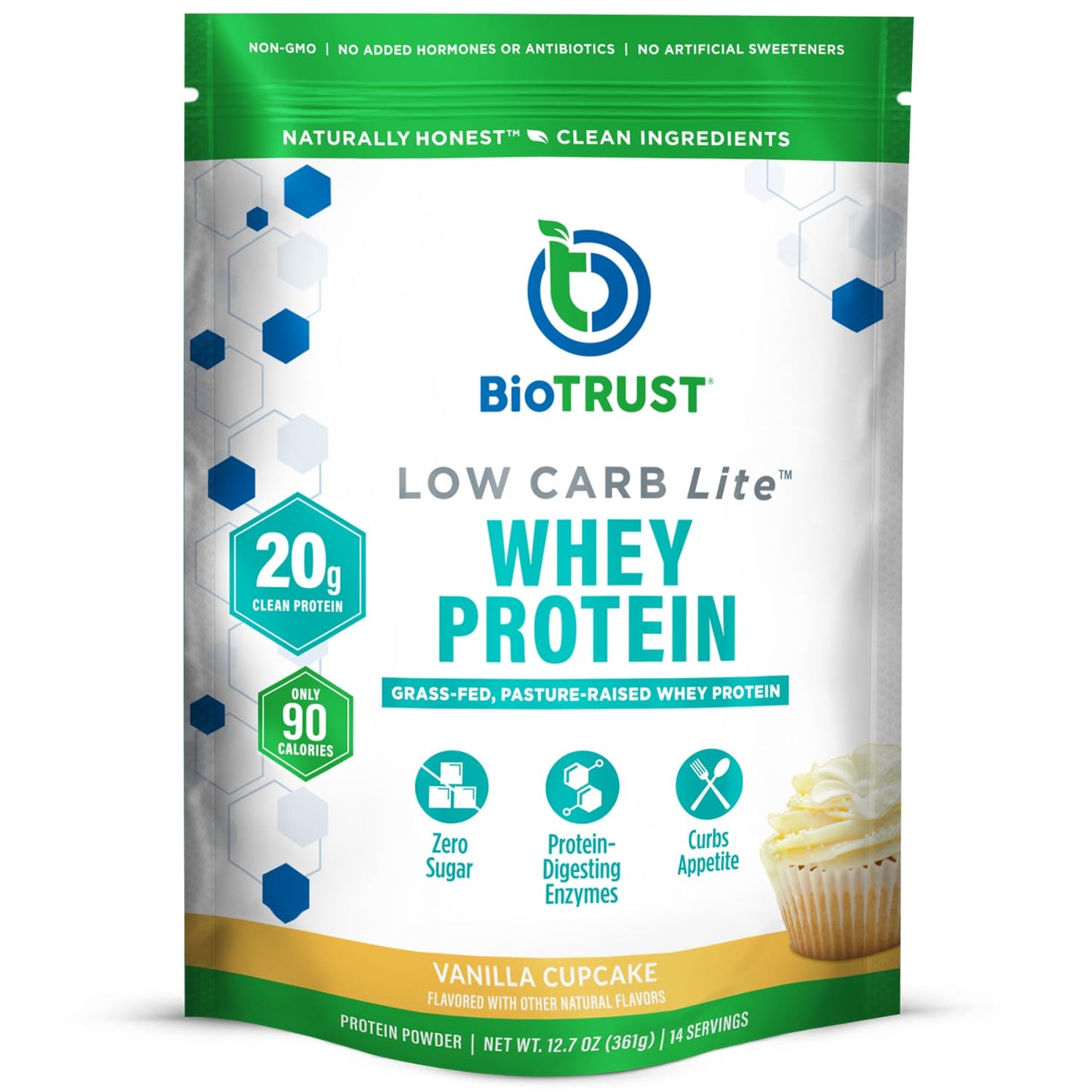 BioTrust Low Carb Lite Whey Protein Isolate Powder, 12.7 oz Vanilla Cupcake