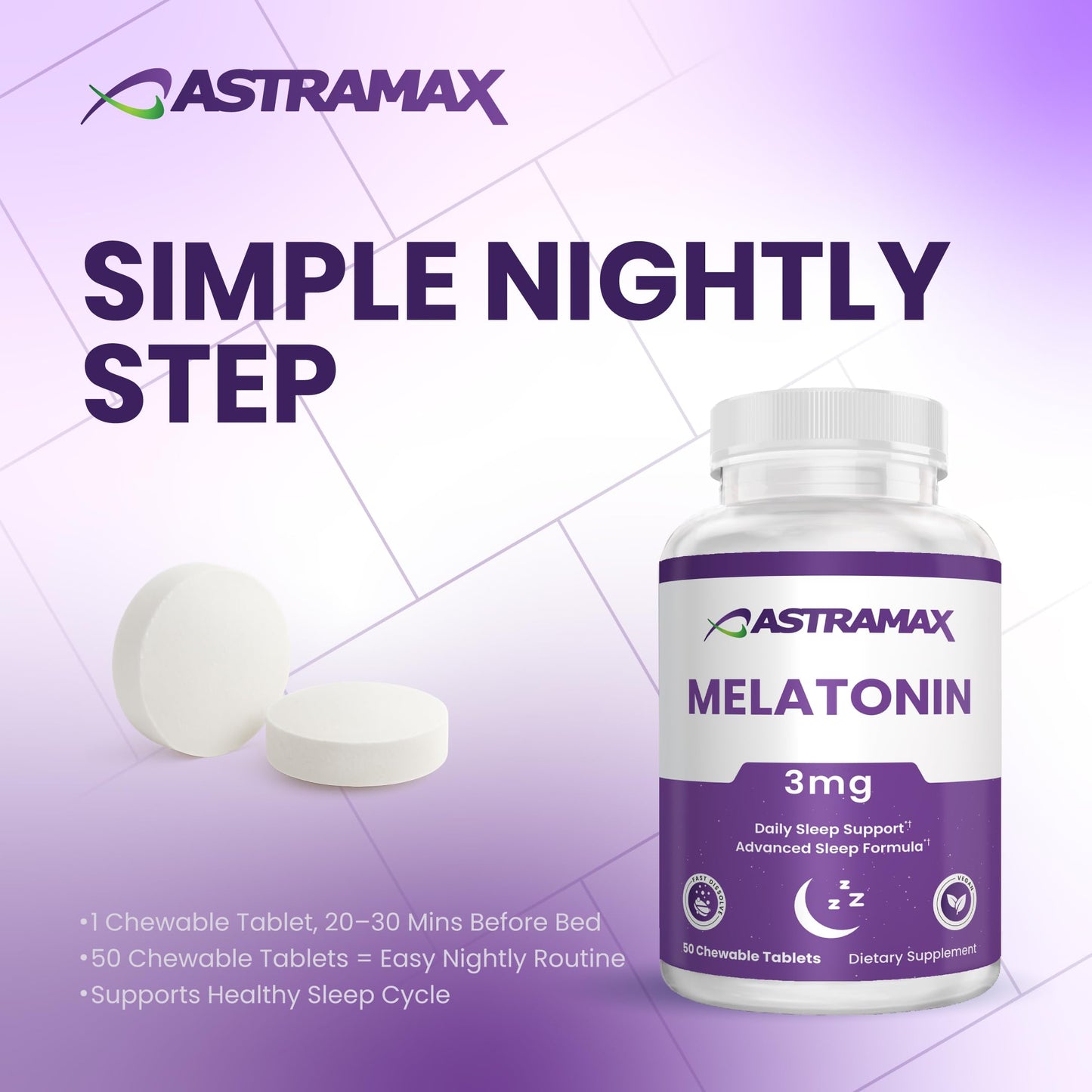 Astramax Melatonin 3mg Tablet, 50 Tablets