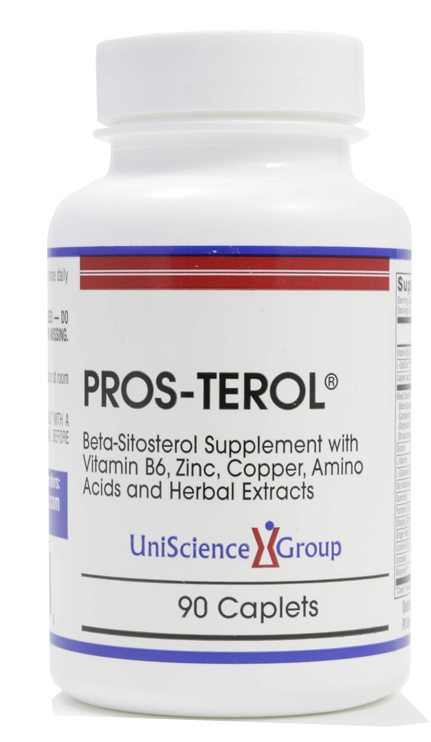 UniScience Group Pros-TEROL Prostate Relief with 900 mg Plant Sterols with Pumpkin Seed, Stinging Nettle Root, Ginger Root, Licorice Root Extracts Caplets 90