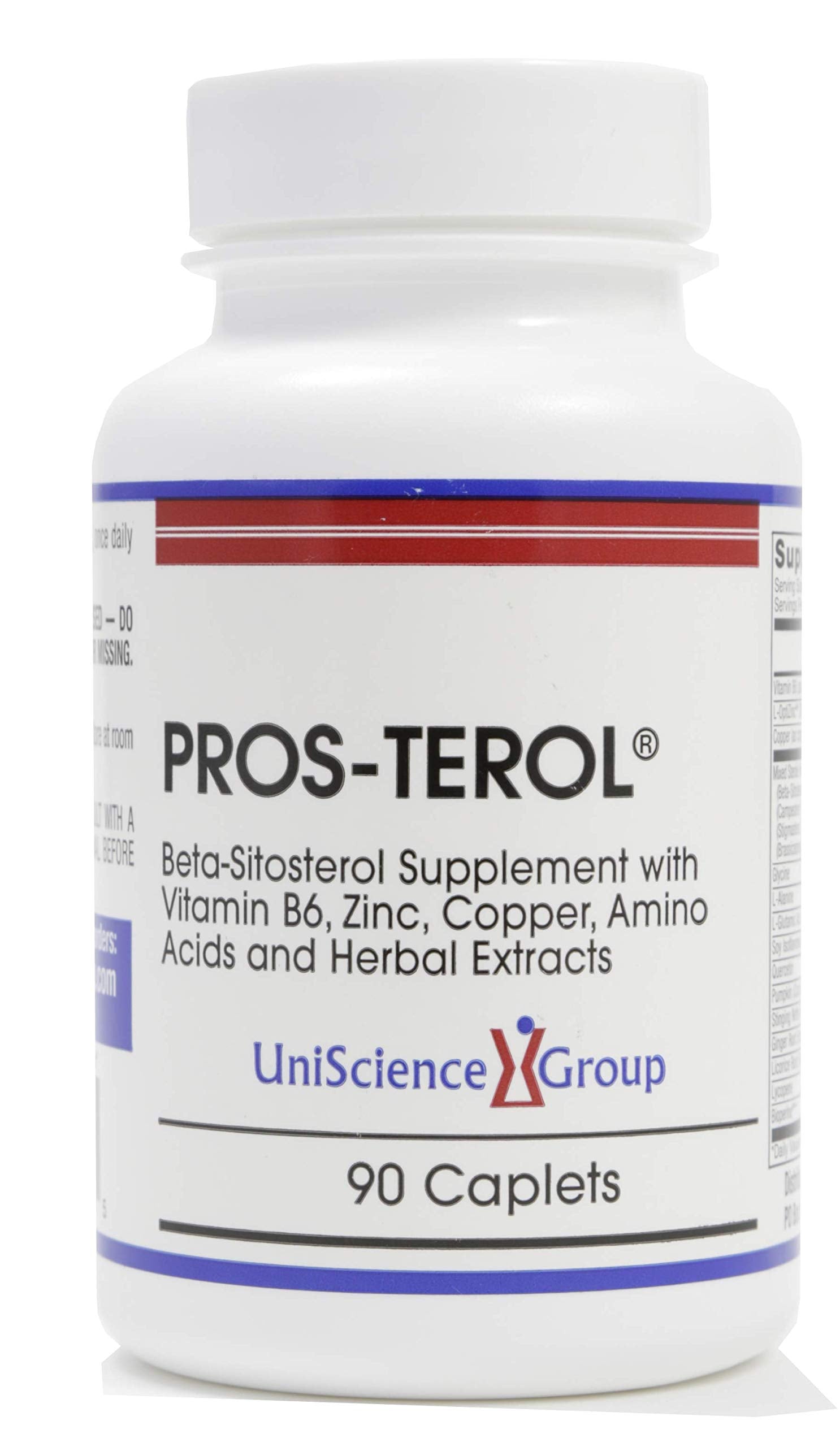 UniScience Group Pros-TEROL Prostate Relief with 900 mg Plant Sterols with Pumpkin Seed, Stinging Nettle Root, Ginger Root, Licorice Root Extracts Caplets 90