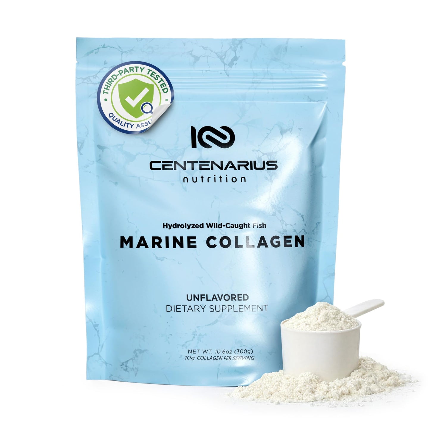 Centenarius Nutrition Marine Collagen Peptides Powder 10.6 Ounce
