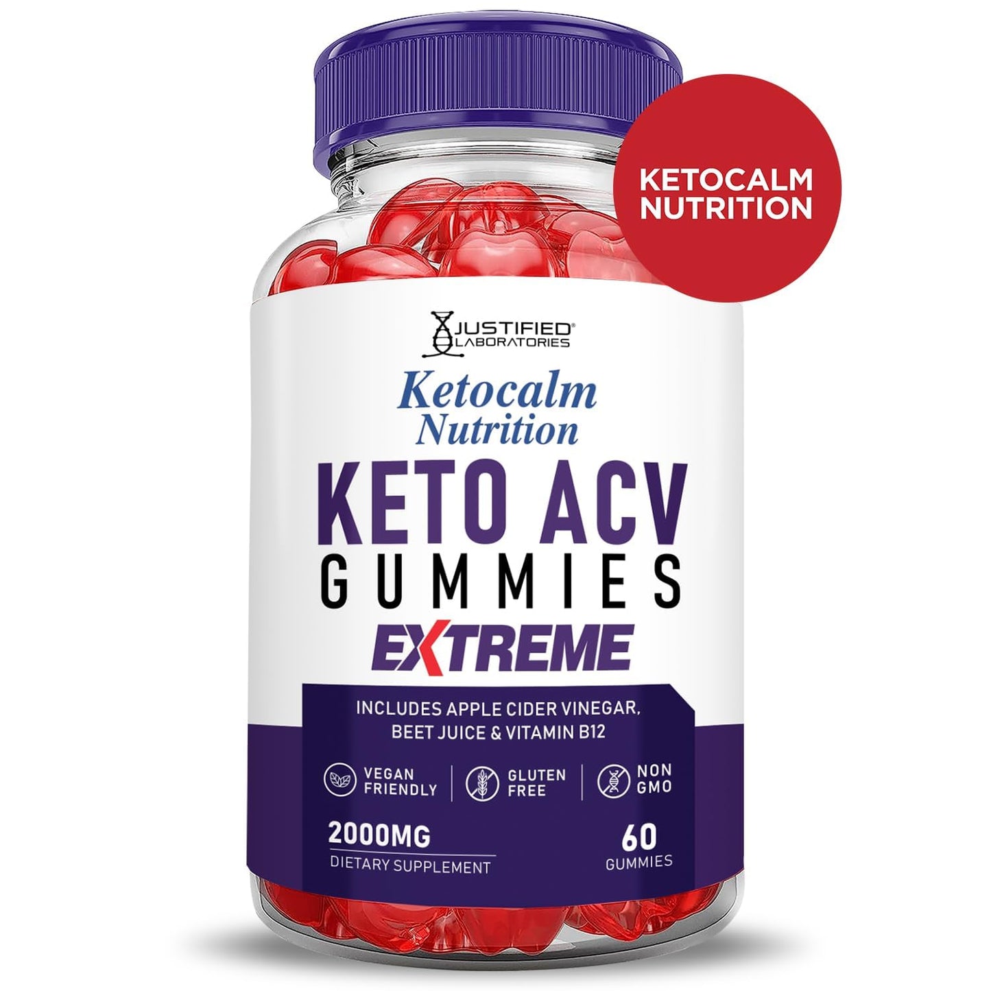 Justified Laboratories Ketocalm Keto ACV Gummies Extreme, 60 Count