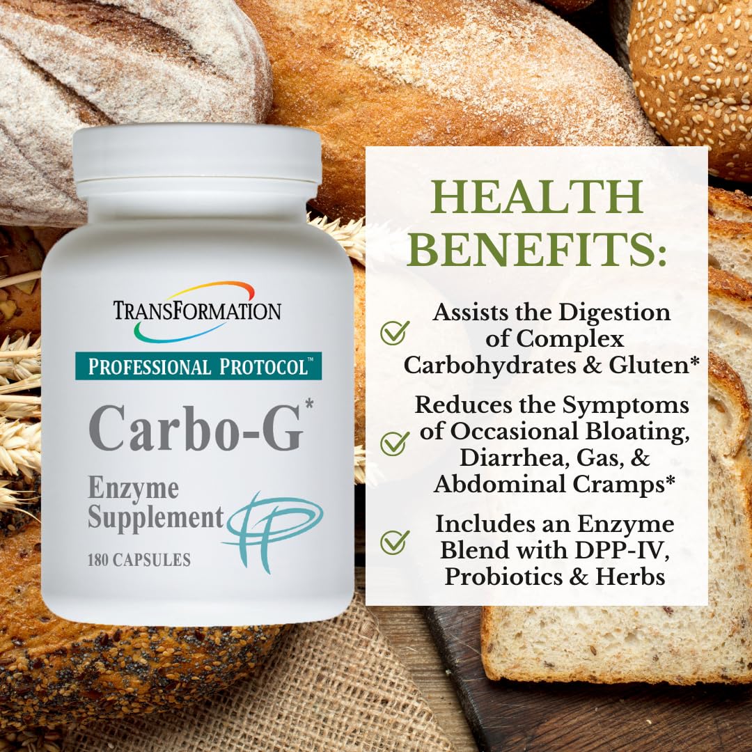 TRANSFORMATION Carbo-G High Potency Enzyme Blend with Probiotics & Herbs, 180 Capsules