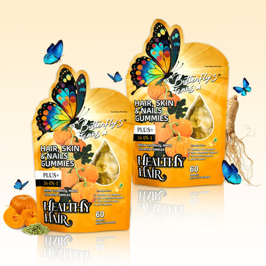 BUTTERFLY'S TEAR Hair Skin & Nails Gummies with Biotin 10000 mcg Collagen Complex, Supports Healthy Hair and Hair Growth, Healthy Skin, Stronger Nails 120 Count