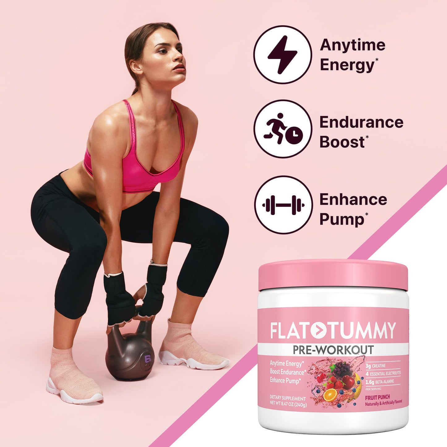 Flat Tummy Pre Workout Powder for Women Powder 8.47 Ounce