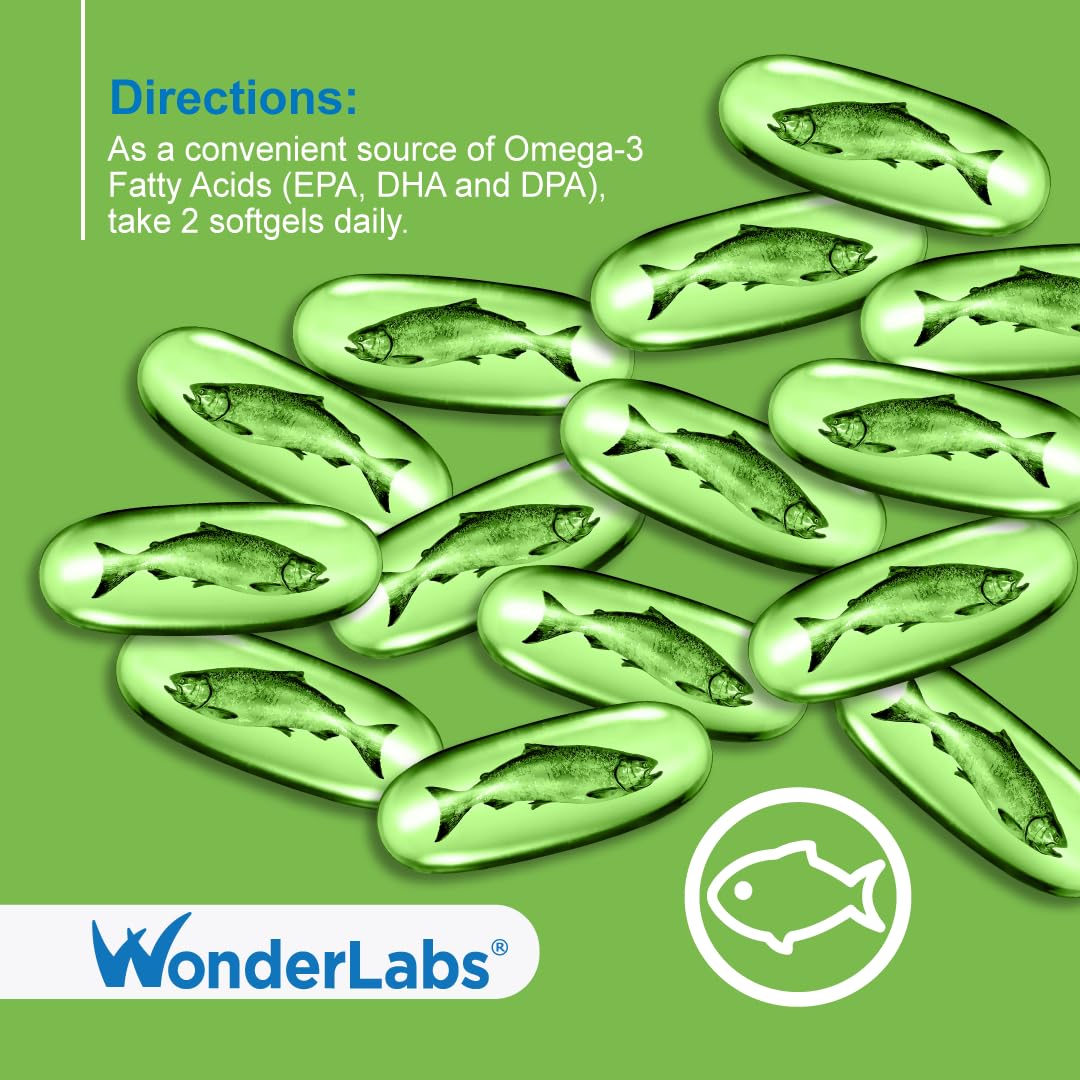 Wonder Laboratories Atlantic Menhaden Fish Oil Omega-3 2000 mg, Burpless, Made in The USA, Perfect Balance of EPA+ DHA + DPA 90 Softgels