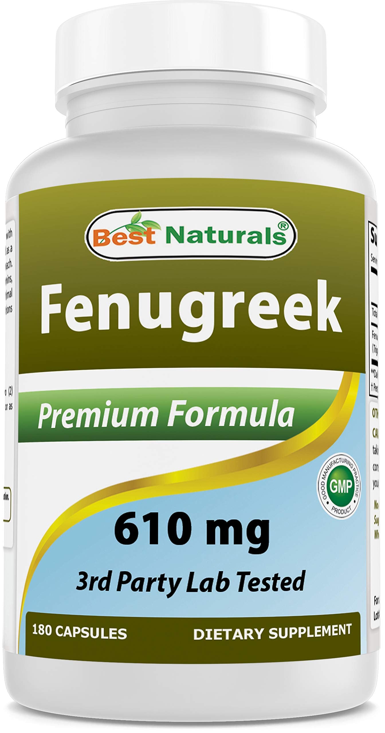 Best Naturals Fenugreek Seed 610 mg Capsules, 180 Count