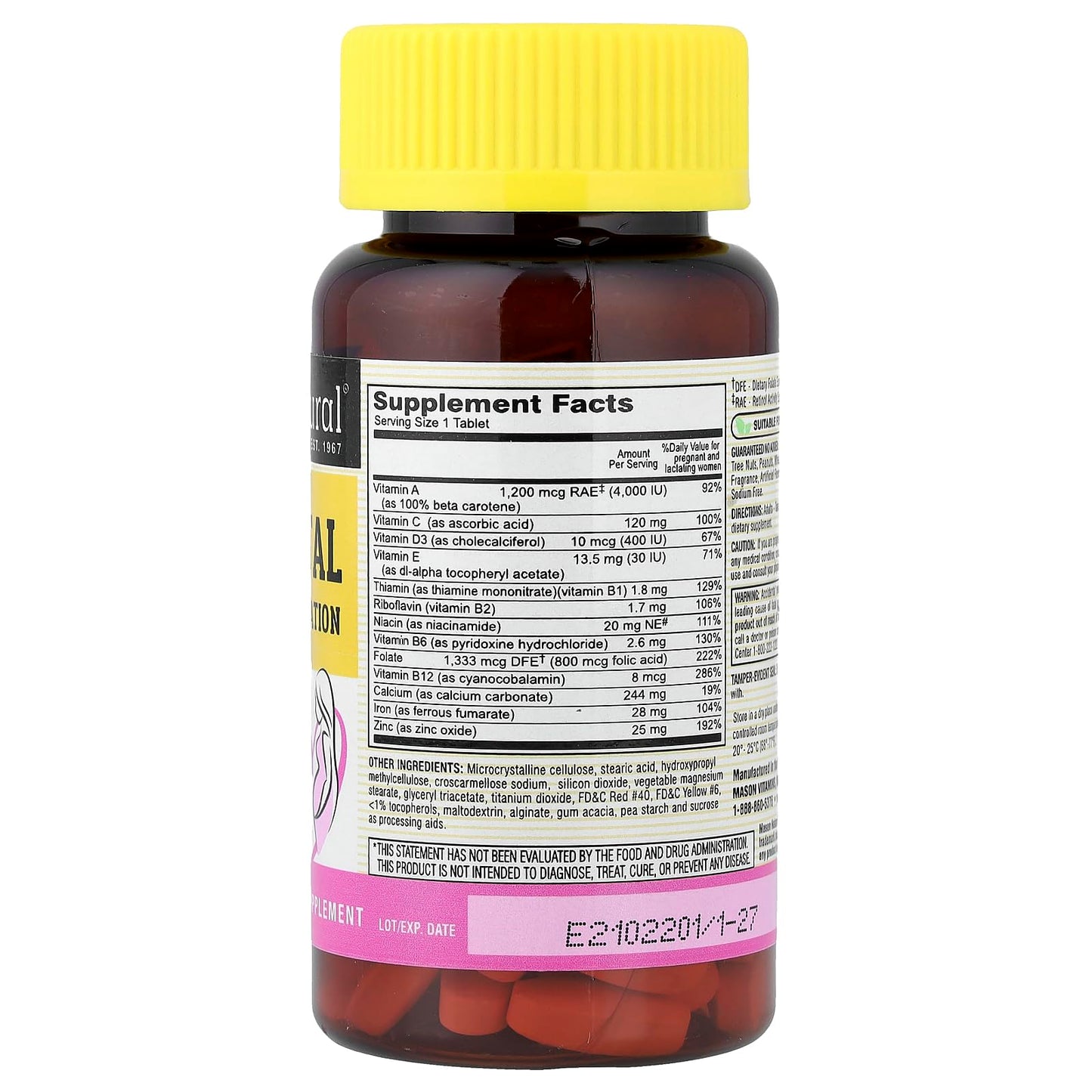 Mason Natural Masonatal Prenatal Formulation Tablets 100 Count