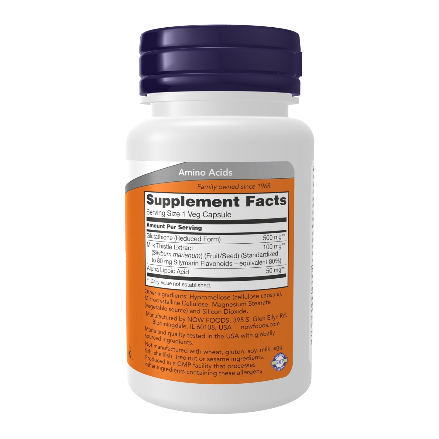 NOW Foods Glutathione 500 mg with Milk Thistle Extract & Alpha Lipoic Acid, 30 Veg Capsules