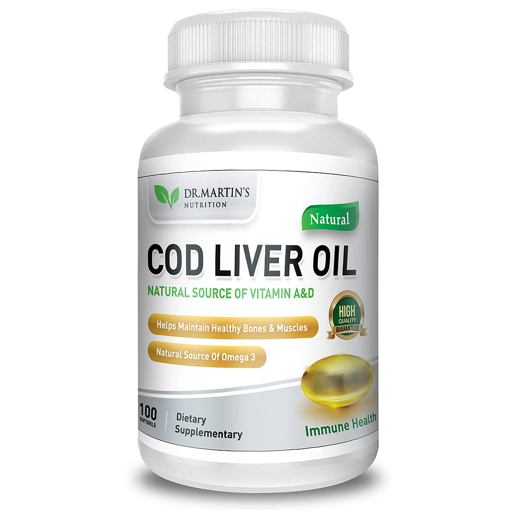 DR. MARTIN'S NUTRITION Burpless Cod Liver Oil Capsules 100 Count