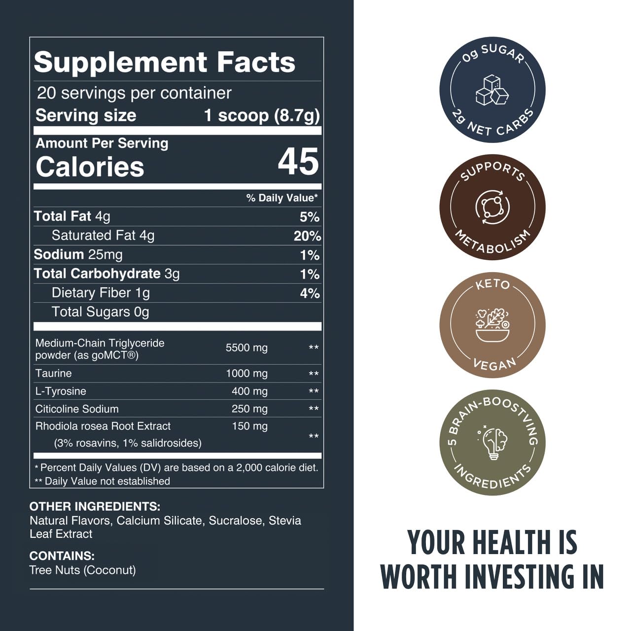 LIFESTACKS Focus Coffee Creamer for Energy & Clarity Powder 6.1 Ounce