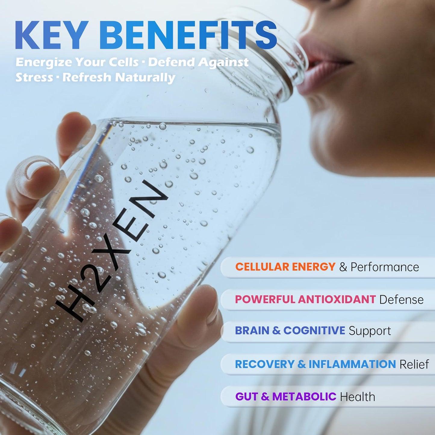 H2XEN Molecular Hydrogen Tablets with Magnesium - 8 PPM Hydrogen Water Tablets for Drinking Water, 60 Tablets