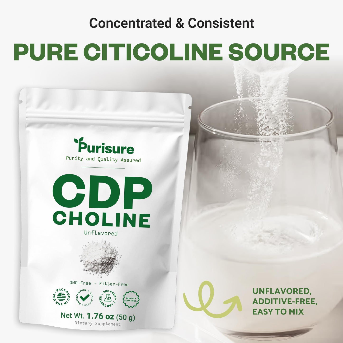 Purisure CDP Choline Powder 1.7 Ounce (Pack of 1)
