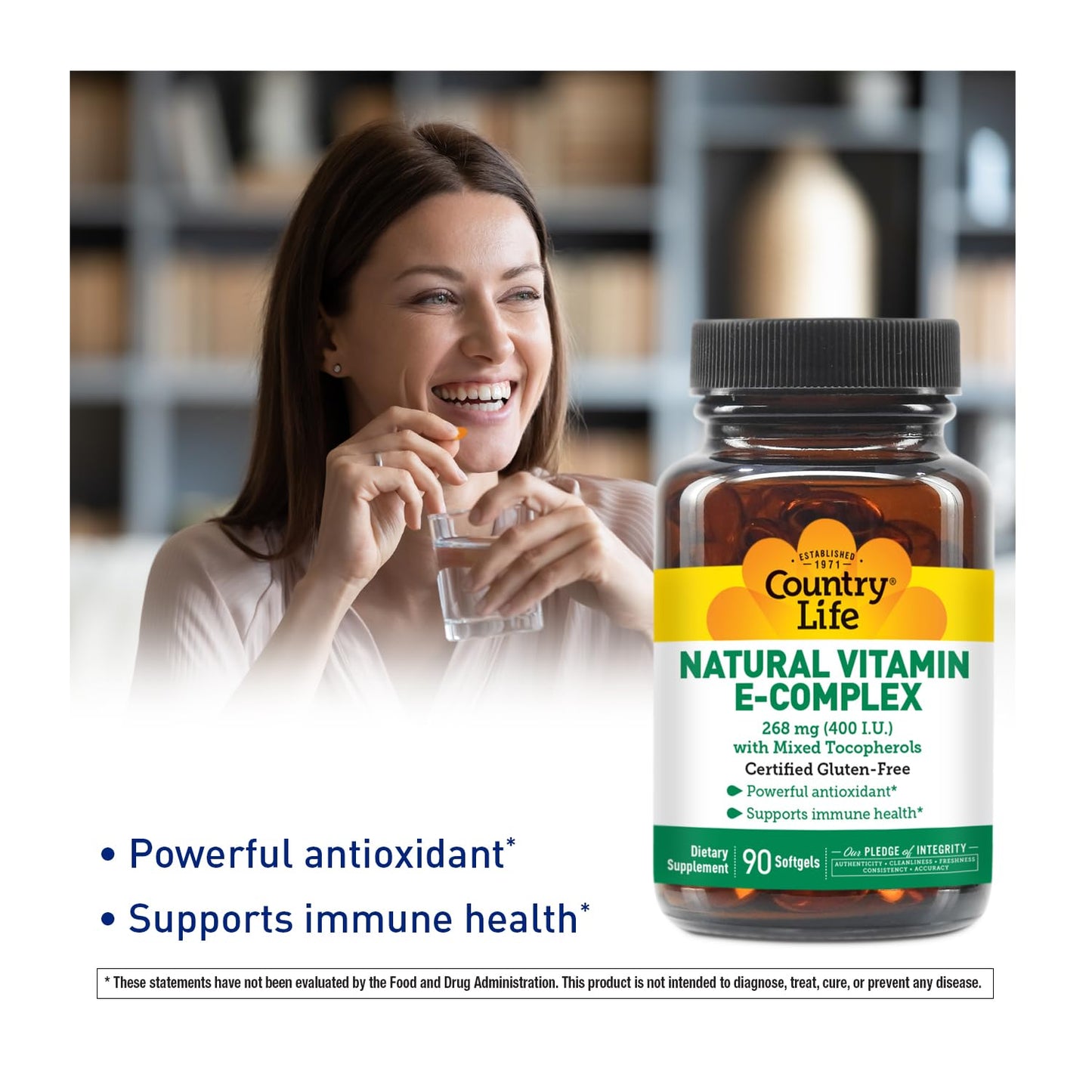 Country Life Vitamin E Complex 400 IU with Mixed Tocopherols Softgels 90