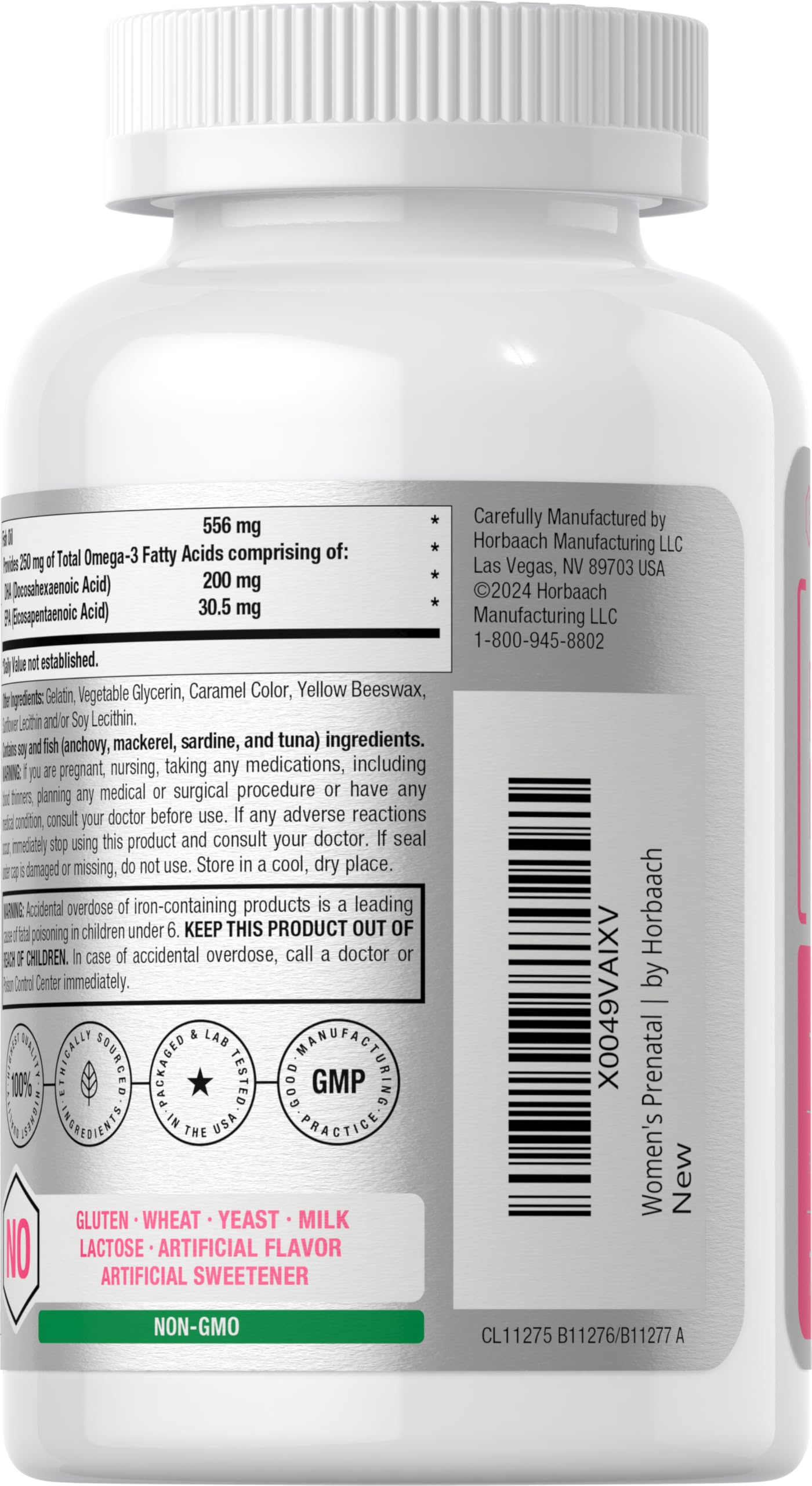 Horbäach Women's Prenatal Multivitamin with DHA Softgels, 70 Softgels