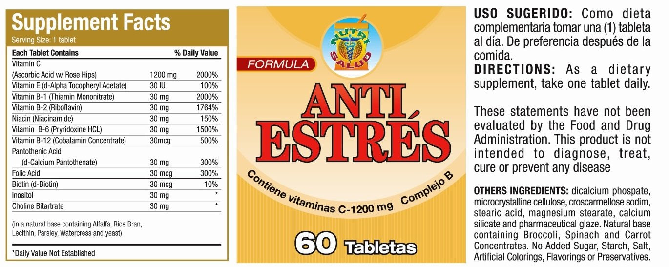 Nutrisalud Products Anti Estres Formula Natural Tablets 120 Count