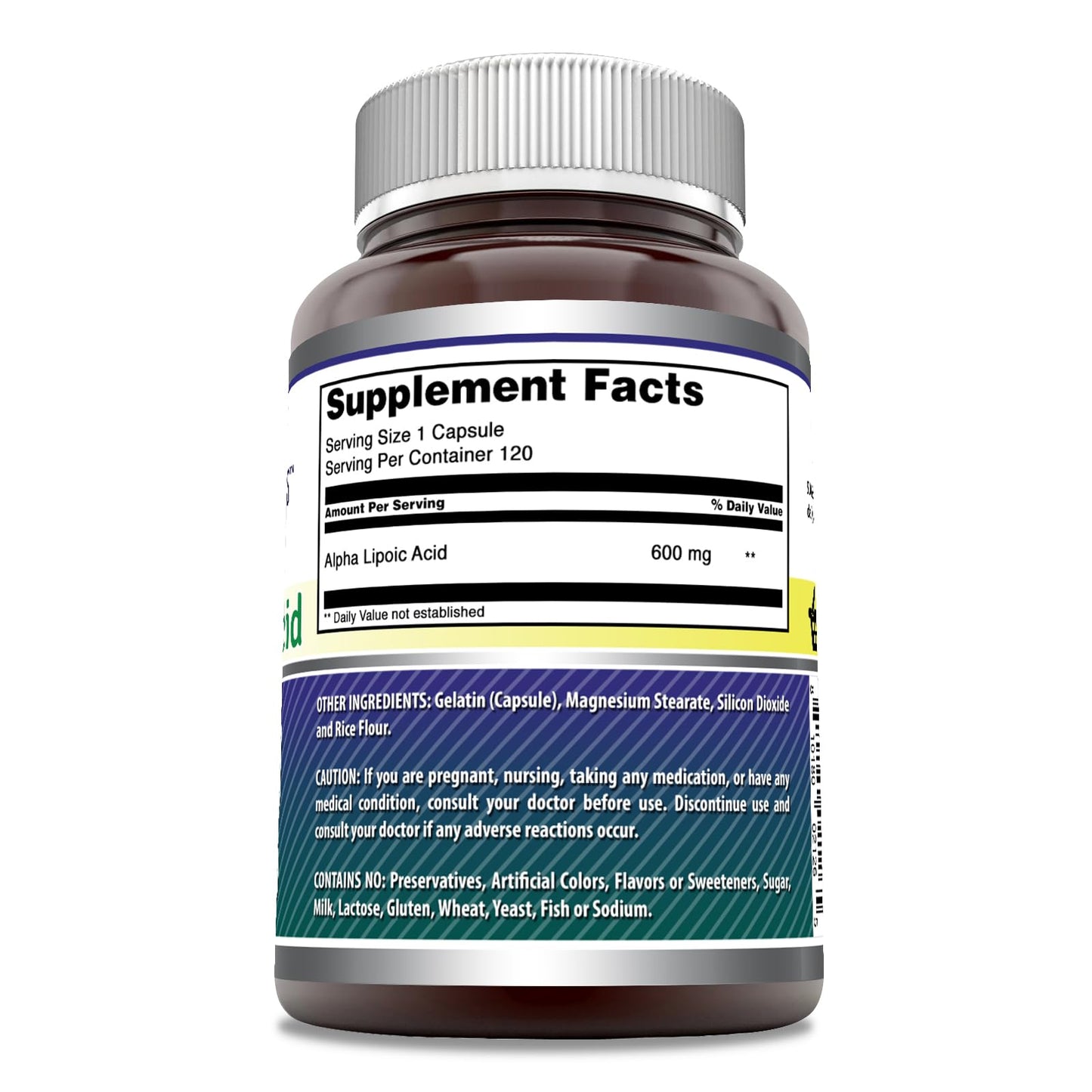 Amazing Nutrition Alpha Lipoic Acid Capsules, 600 mg per Serving, 120 Count