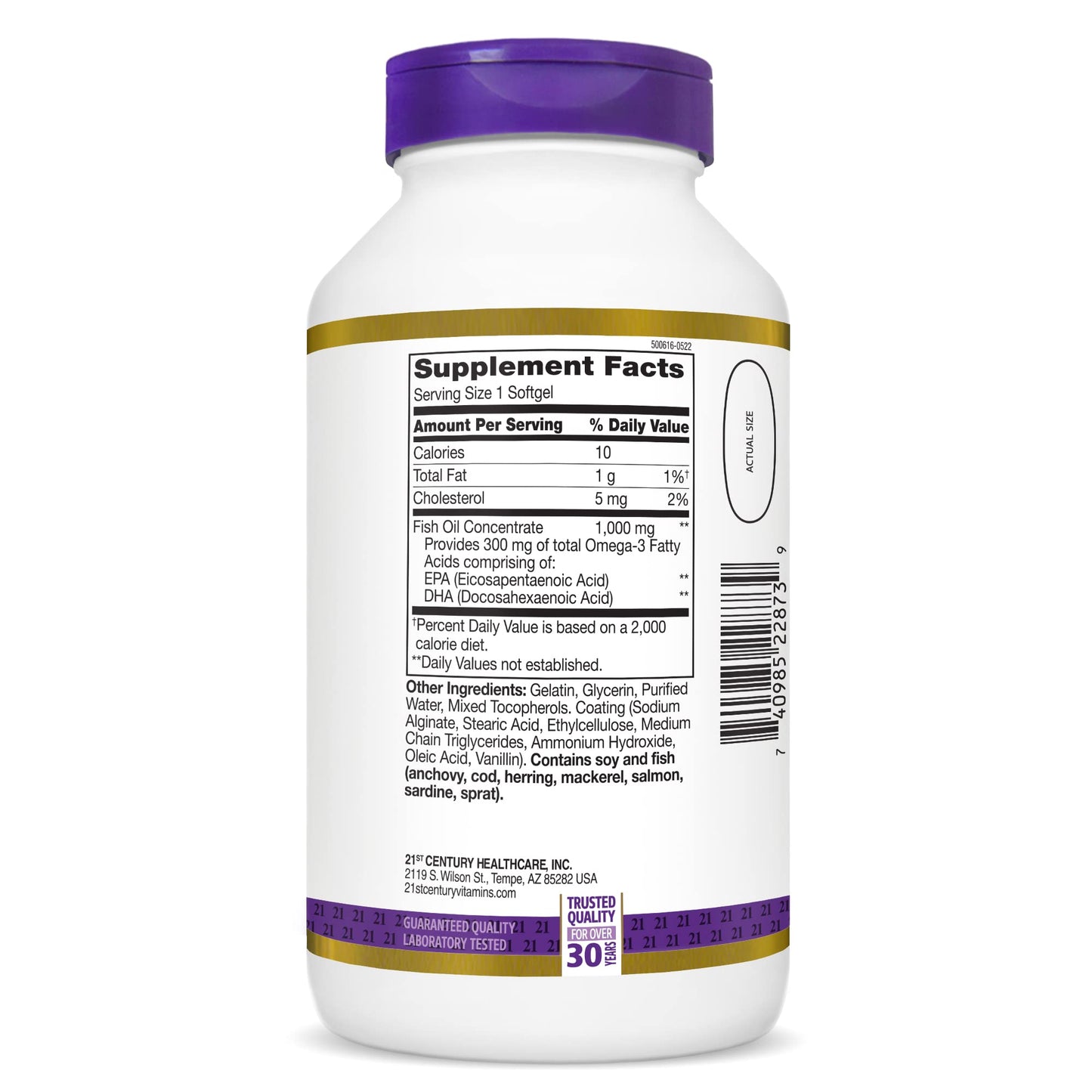 21st Century Fish Oil 1000 Mg Enteric Coated Softgels, 180 Count