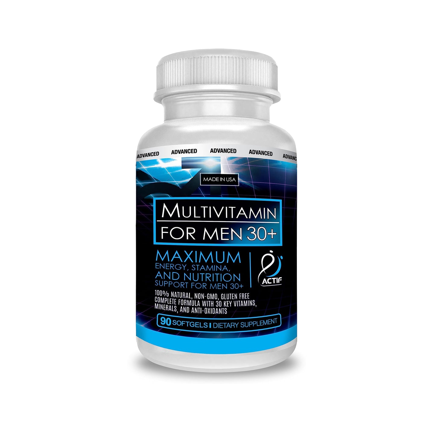 ACTIF Organic Multivitamin for Men Age 30+ with 30 Organic Vitamins and Organic Herbs Softgel, 1 Count