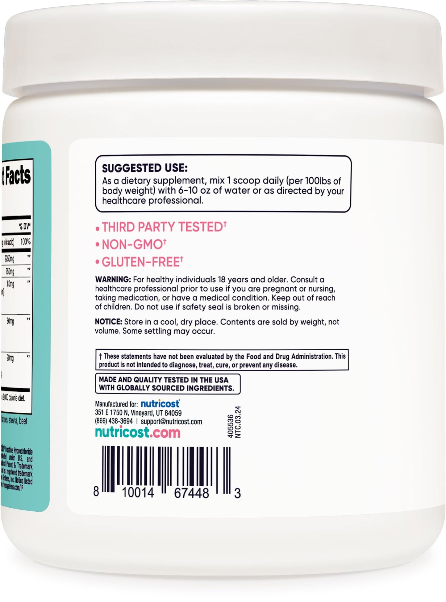 Nutricost Creatine Monohydrate Powder, 10.1 Ounce