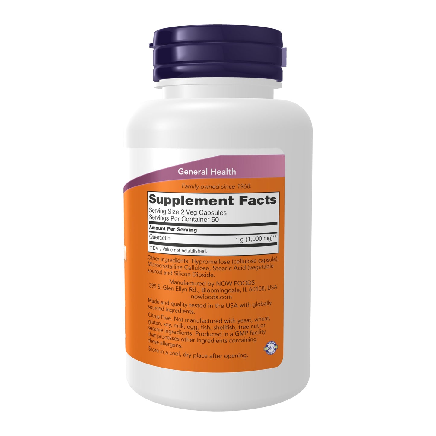 NOW Foods Quercetin 500mg Veg Capsules, 100 Count