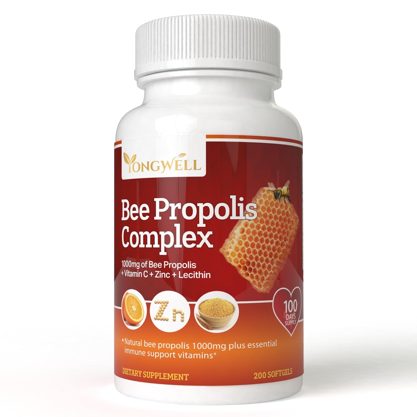 YongWell Super Bee Propolis Complex High Concentrate Propolis Capsules, 200 Count