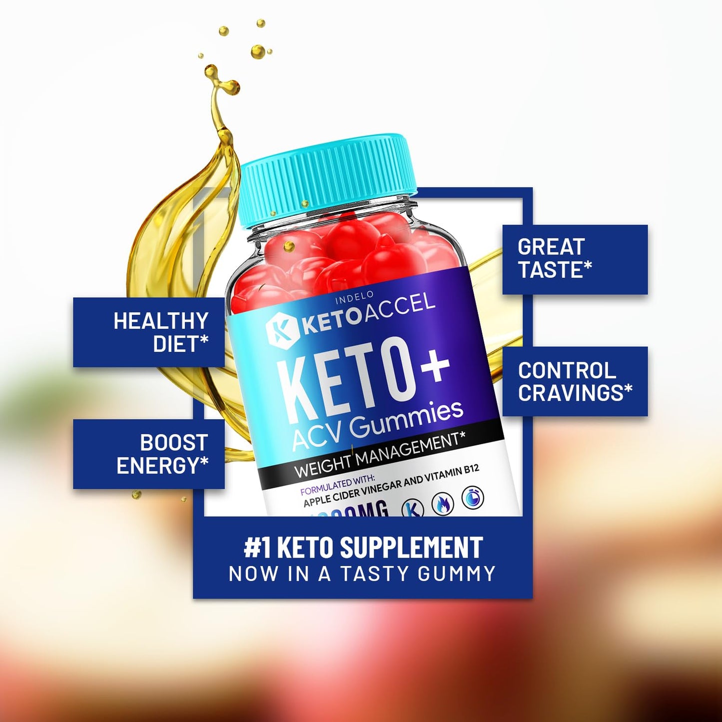Indelo Keto Accel ACV Gummies, 180 Gummies