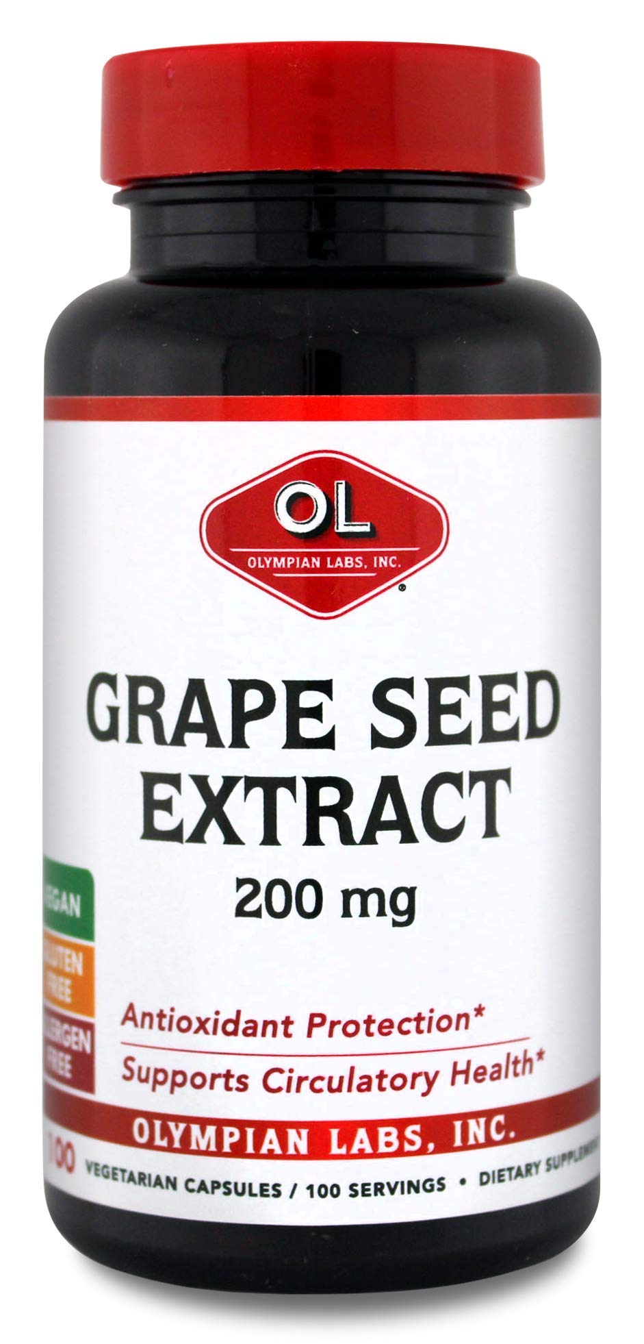 Olympian Labs Grape Seed Extract 200mg Capsules, 100 Count