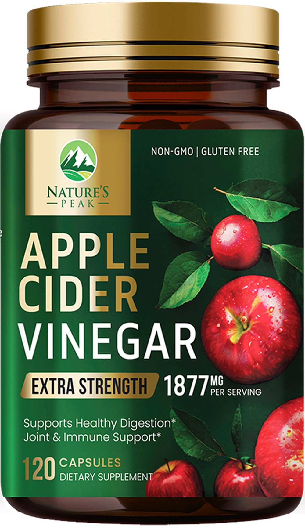 Nature's Peak Apple Cider Vinegar 1877mg, 120 Capsules