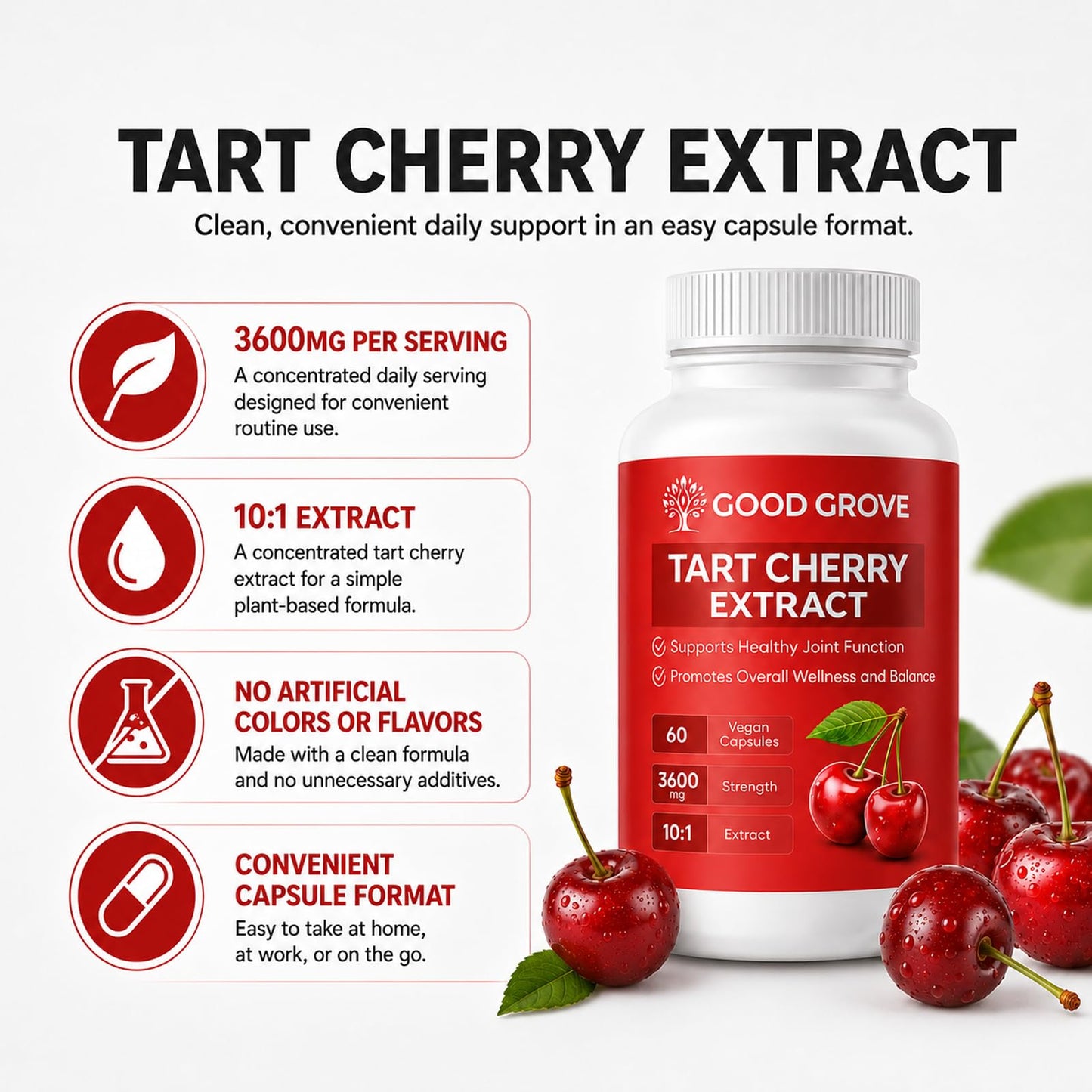 GOODGROVE Tart Cherry Capsules 60 Count