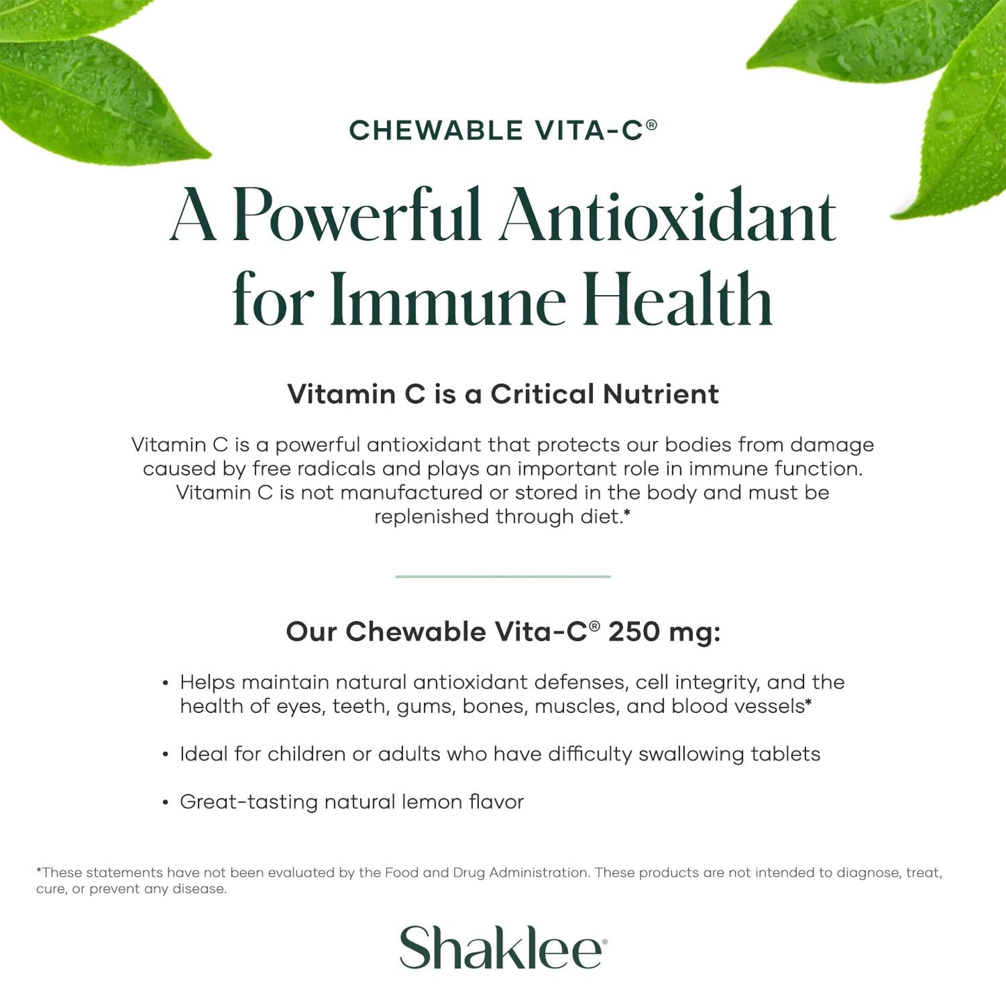 Shaklee Chewable Vita-C 250mg Tablets, 60 Count