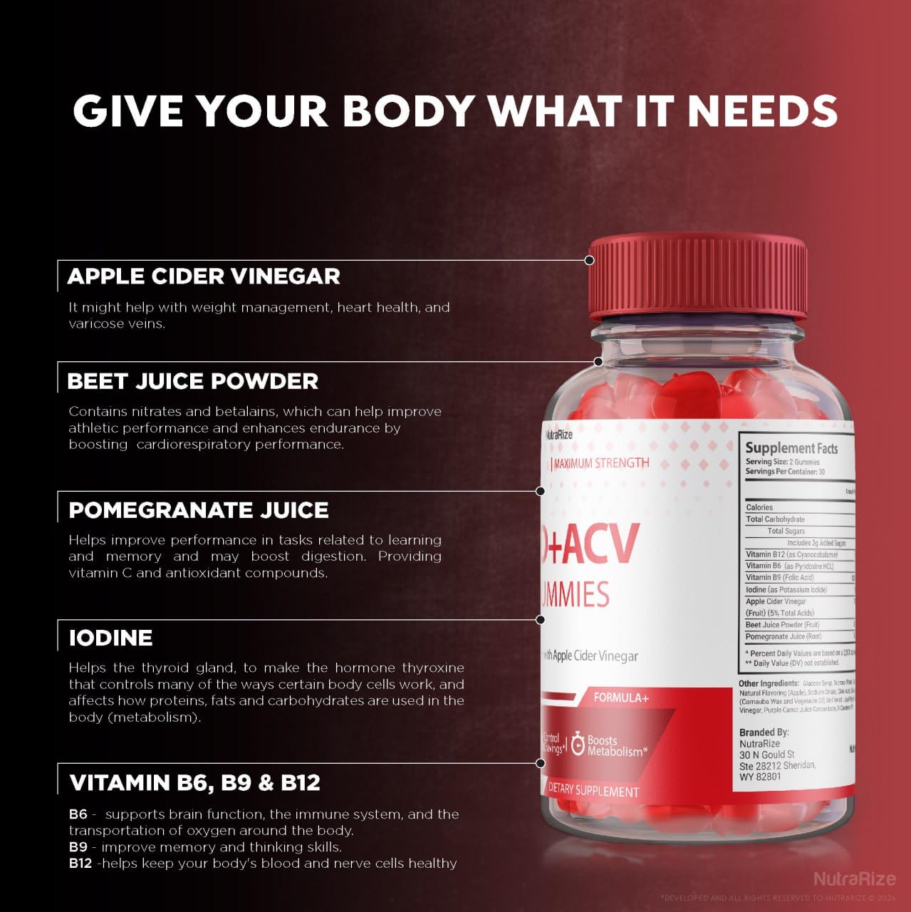 NutraRize MD + ACV Gummies for Advanced Weight Loss, Maximum Strength Supplement, 60 Gummies