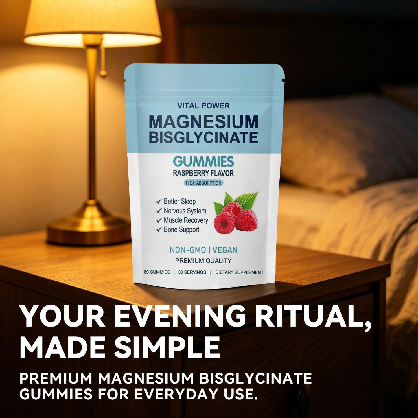 WXZQQ Magnesium Bisglycinate Gummies, 60 Count