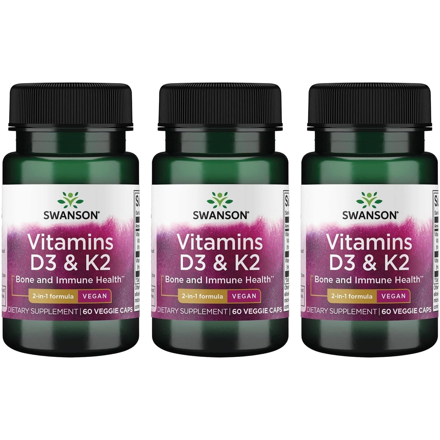 Swanson Vitamin D3 & K2 2000 IU & 75 mcg, 180 Capsules