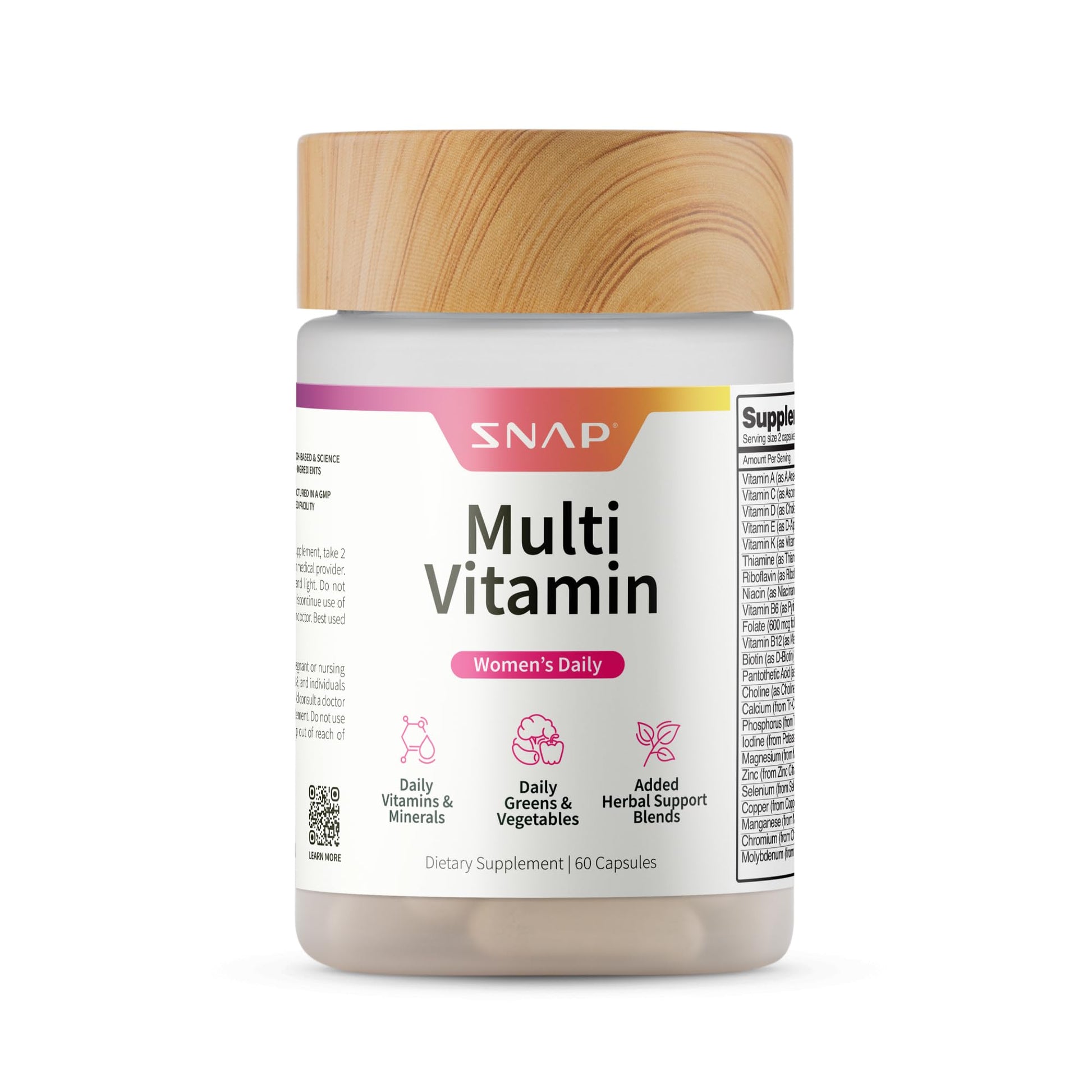 Snap Supplements Daily Multivitamin for Women, 60 Capsules