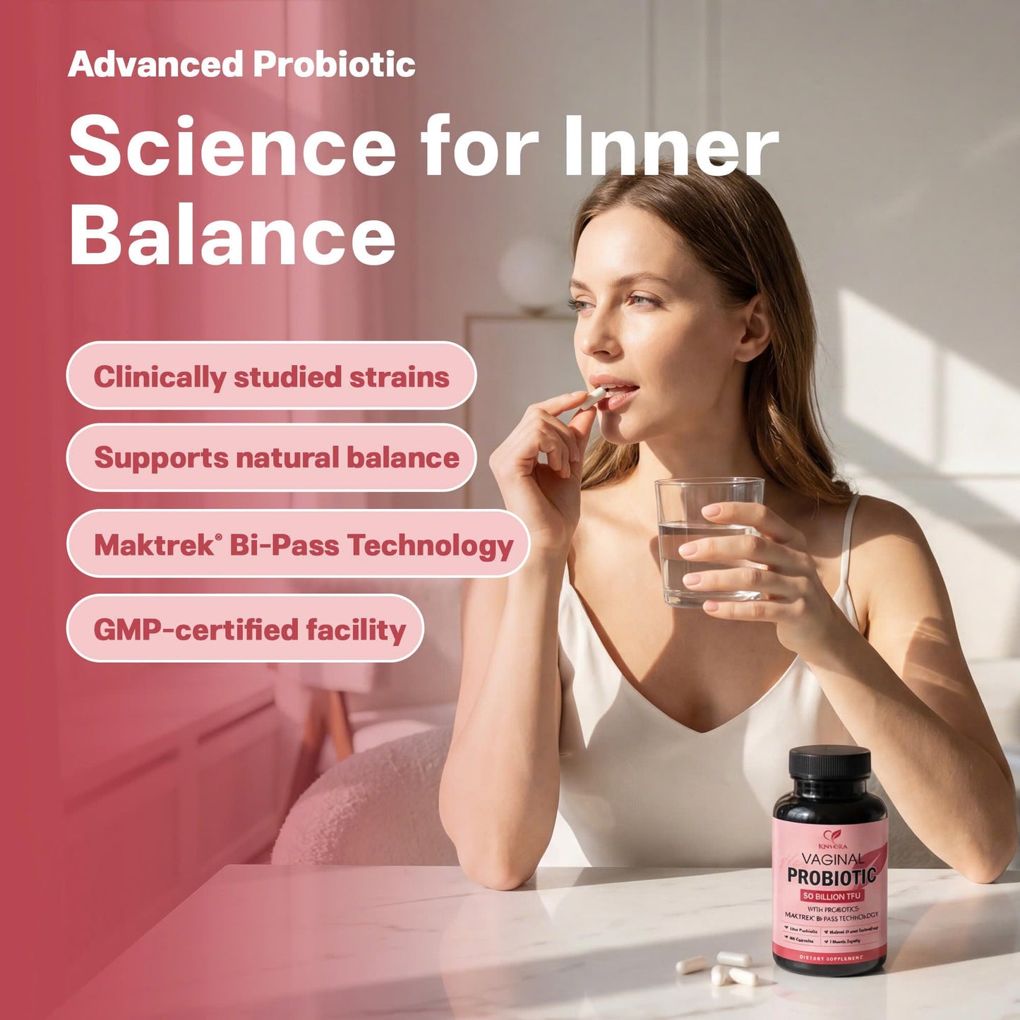 KINVERA Probiotics for Women with Prebiotics – 50 Billion CFU – Digestive, Immune & Vaginal Health – 60 Capsules